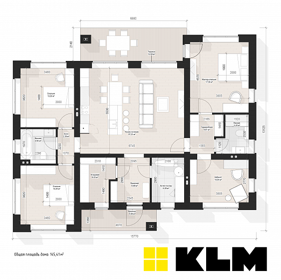 Проект кирпичного дома КЛМ 148